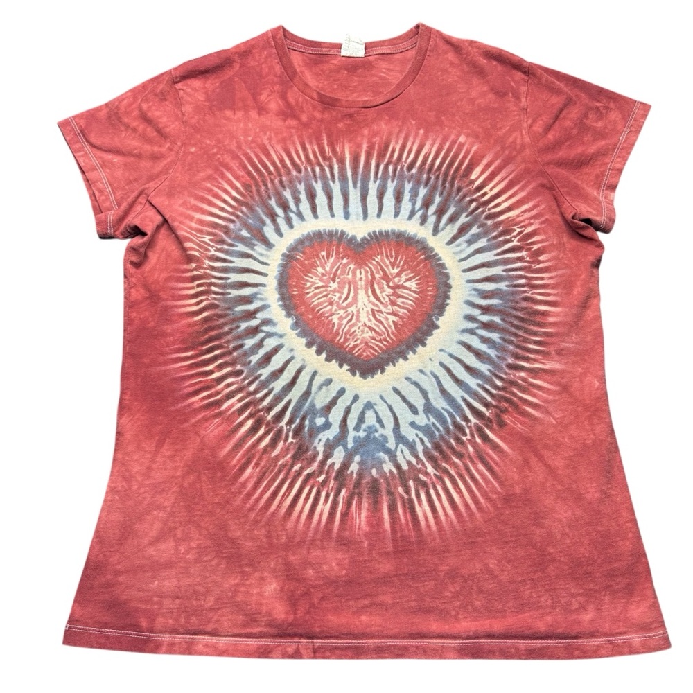 Vintage The Mountain Tie Dye Women’s XL T Shirt Heart Red 90s Y2K